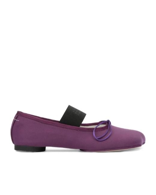 MM6 by Maison Margiela Purple Atomic Bow-Detailed Satin Ballerina Shoes