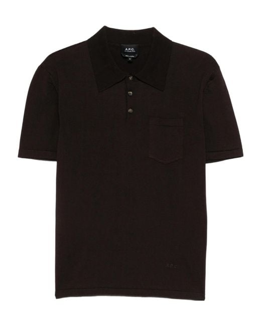 A.P.C. Black Chest Pocket Polo Shirt for men