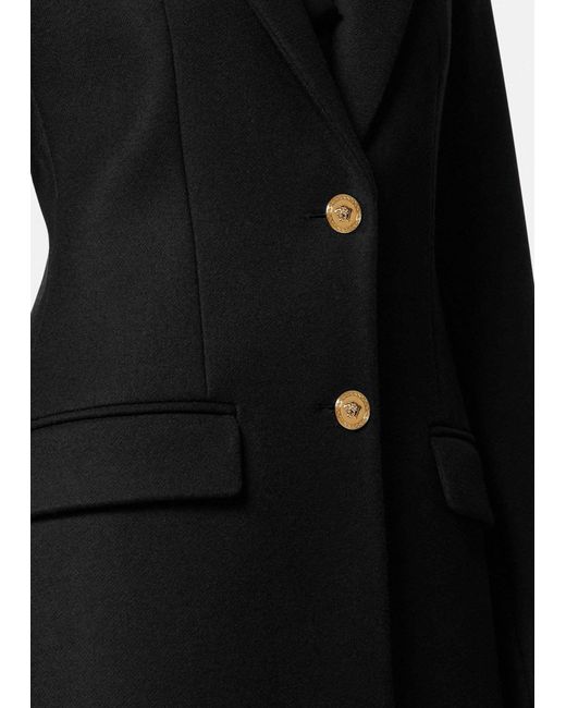 Versace Black Long-Sleeved Button-Up Coat