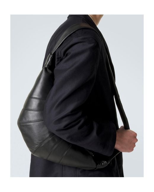 Lemaire Black Croissant Medium Leather Shoulder Bag for men