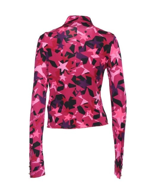 Versace Jeans Red Couture Star-Printed Long Sleeved Shirt