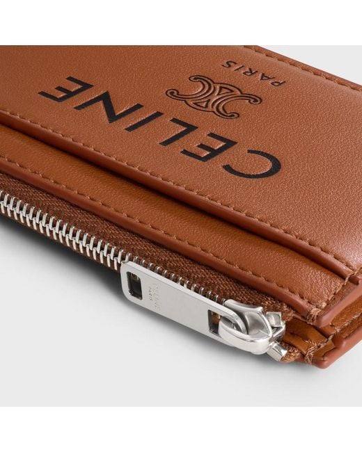 Céline Brown Zipped Card Holder for men
