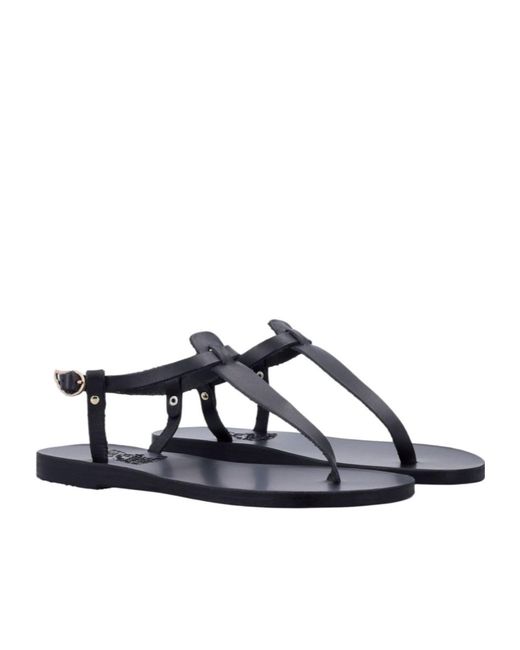Ancient Greek Sandals Blue Lito Strappy Flat Sandals