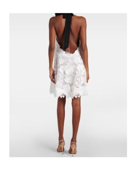 Oscar de la Renta White Floral Guipure Lace Minidress