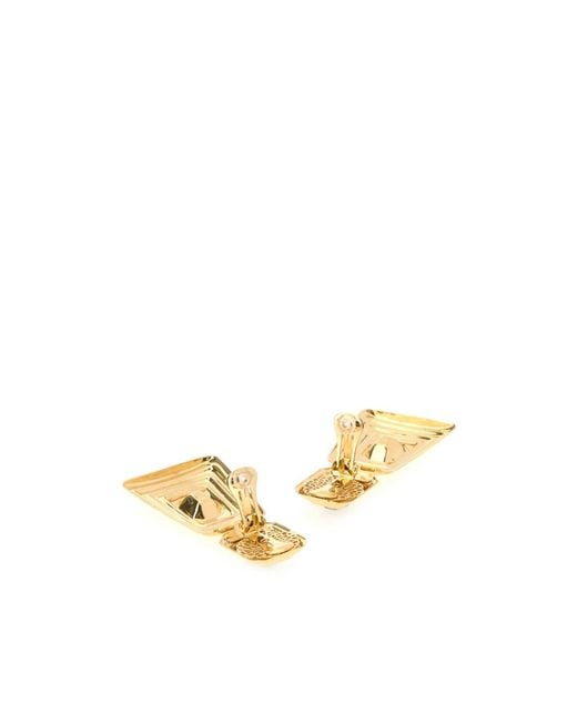 Alessandra Rich Metallic Geometric Crystal Drop Earrings