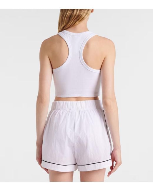 Alo Yoga White Striped Detail Shorts