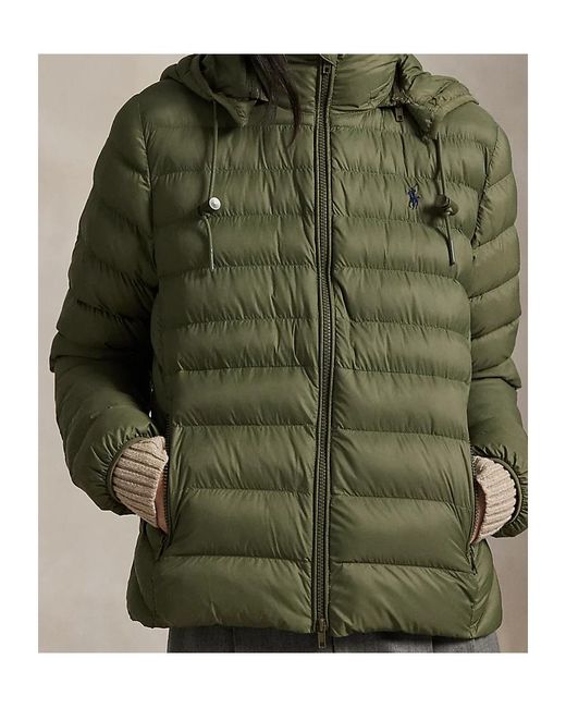 Ralph Lauren Green Polo Water-Resistant Packable Hooded Jacket