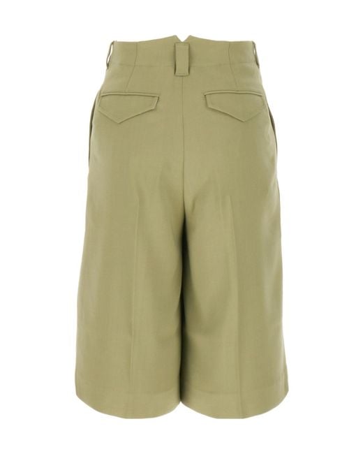 AMI Green Faille High-Waist Knee-Length Shorts