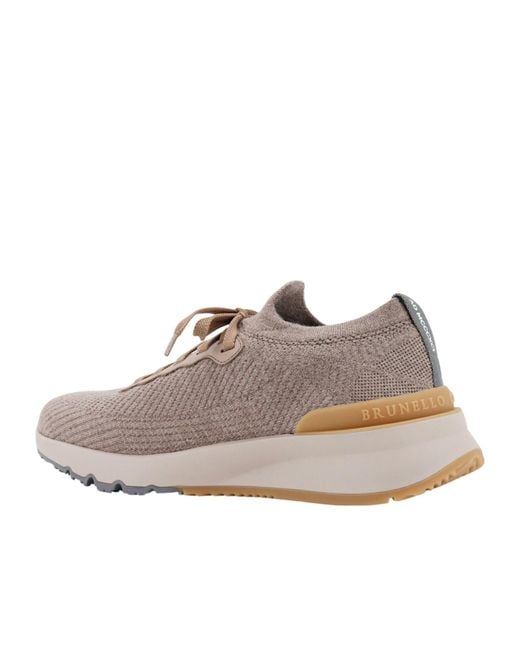 Brunello Cucinelli Brown Knitted Low-Top Sneakers for men