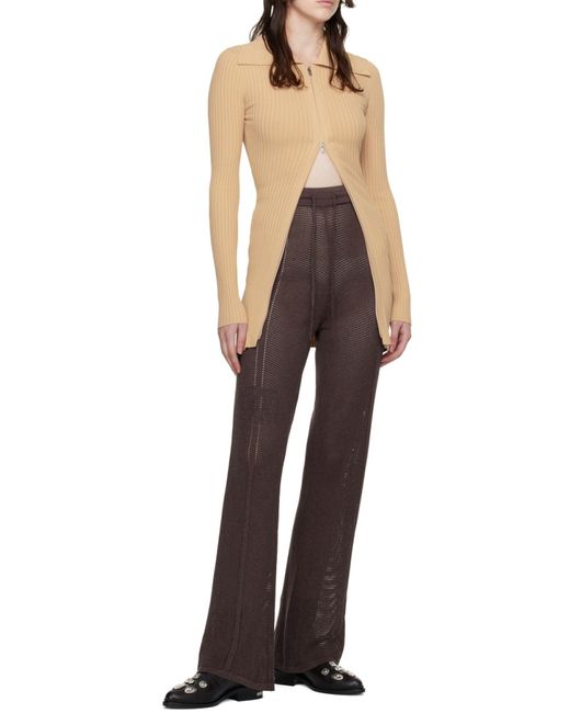 Nanushka Natural Mardi Rib-Knit Zipped Cardigan