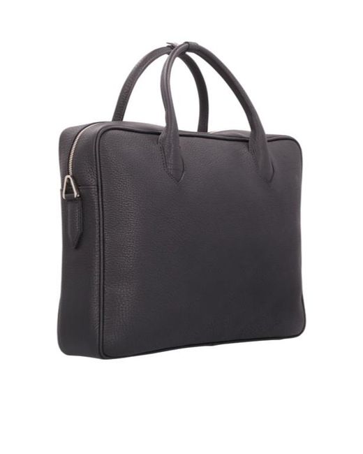 Longchamp Black Leather Laptop Bag