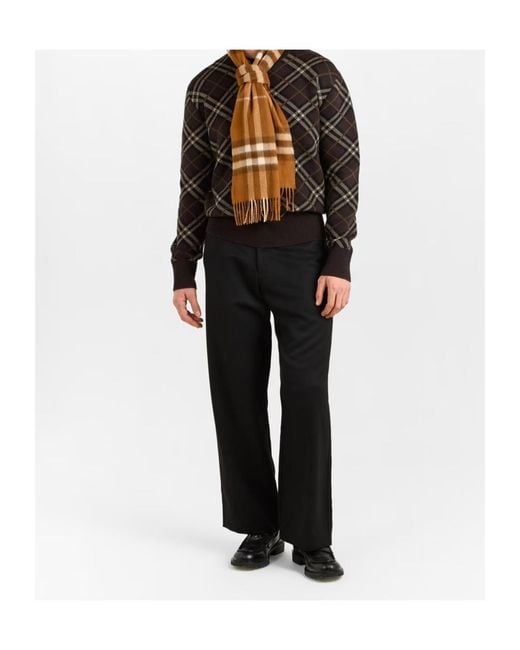 Burberry Brown Plaid Pattern Scarf for men