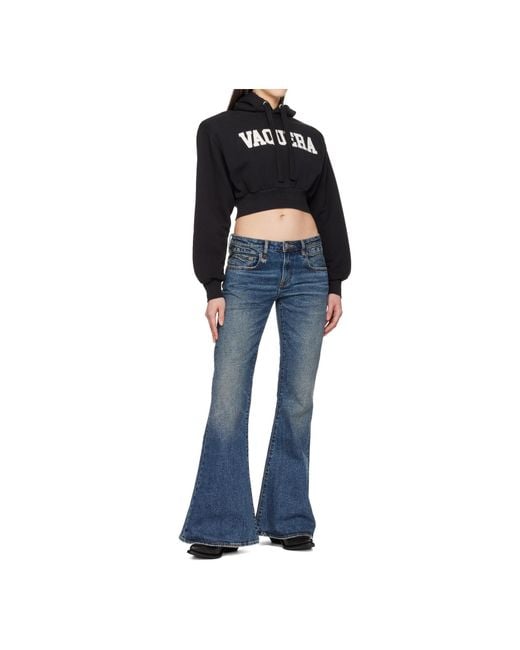 VAQUERA Black Cropped Logo Hoodie
