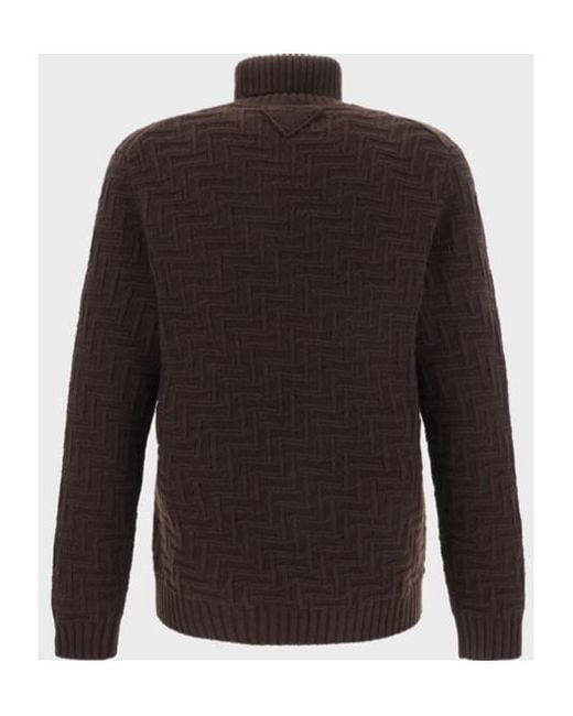 Prada Brown Wool And Cashmere Turtleneck Sweater for men
