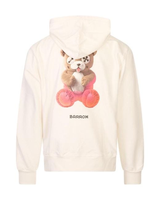 Barrow White Teddy Bear Printed Hoodie for men
