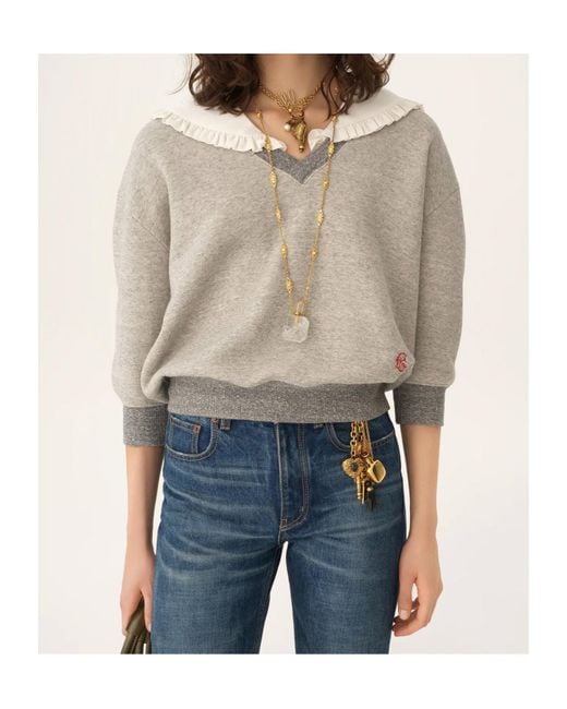 Chloé Gray Chloé Collared Fleece Jumper