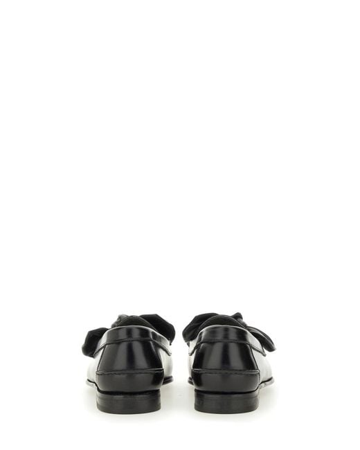 Hereu Black Bow Detail Slip-On Loafers