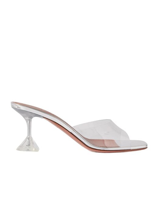 AMINA MUADDI White Logo High-Heeled Sandals