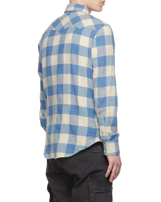 RRL Blue Gingham-Print Shirt for men