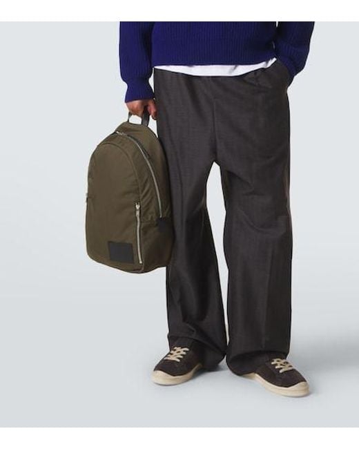 Jil Sander Green Leather-Trimmed Backpack for men
