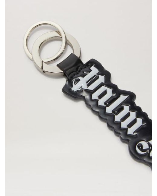 Palm Angels White Logo Embossed Key Ring for men