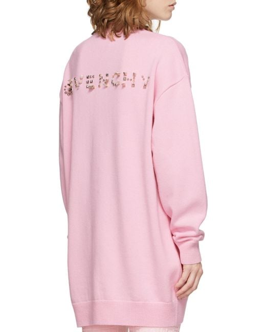 Givenchy Pink Embroidered Studded Wool-Cashmere Cardigan