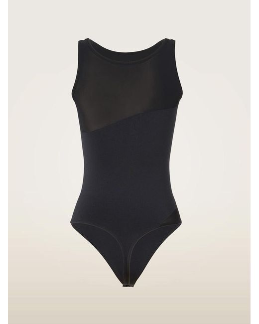 Wolford Black Shade Sheer Panel String Body