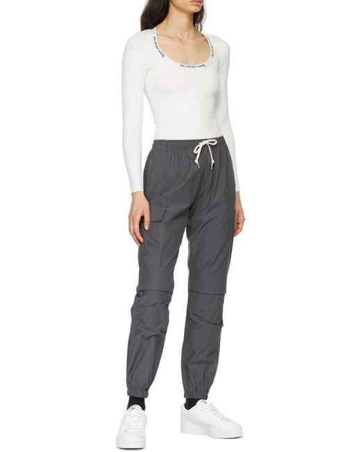 Alexander Wang White Logo-Print Long-Sleeved Top