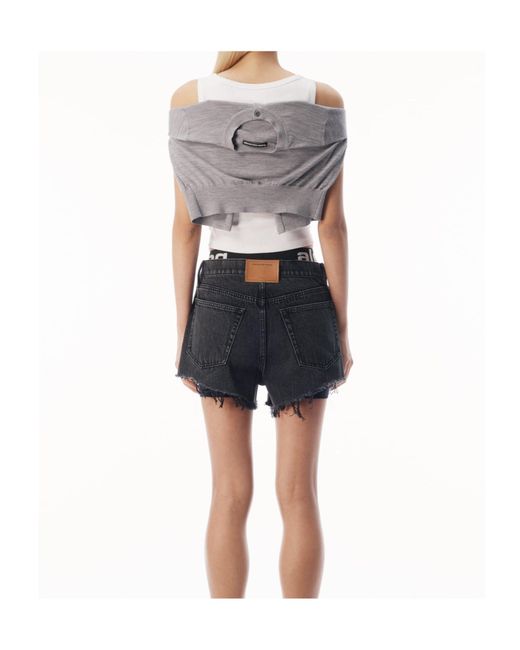Alexander Wang Gray Layered Tank With Tie-Front Sweater Detail
