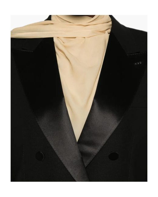 Tom Ford Black Double-Breasted Buttoned Blazer