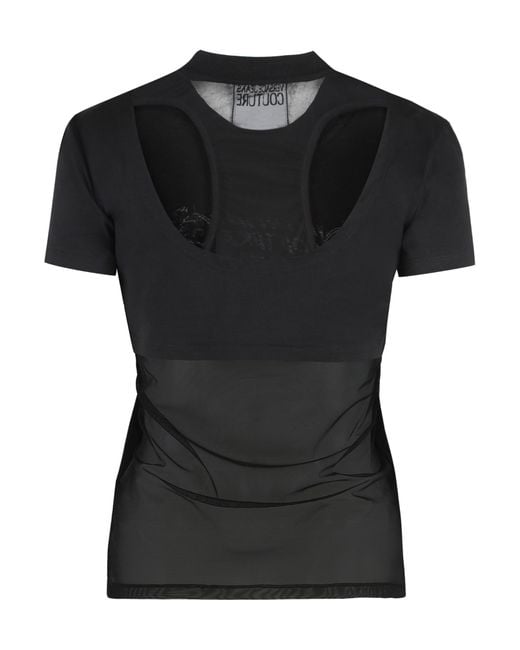 Versace Jeans Black Couture Logo Printed Crewneck T-Shirt