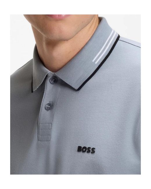 Boss Blue Collared Short-Sleeved Polo Shirt for men