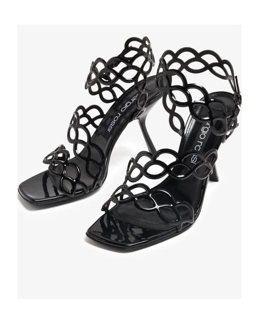 Sergio Rossi Black Sr Mermaid 100Mm Leather Sandals
