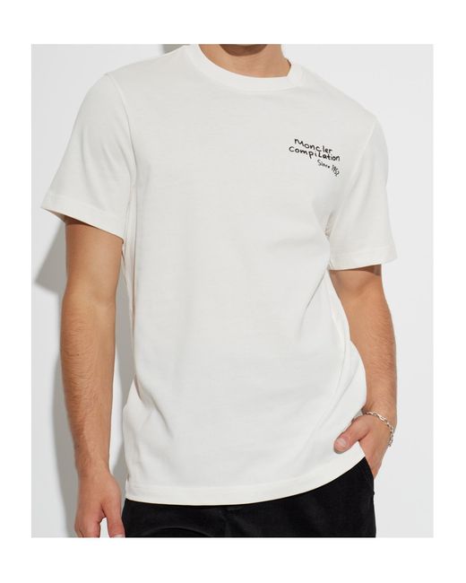 Moncler White Short-Sleeved T-Shirt for men