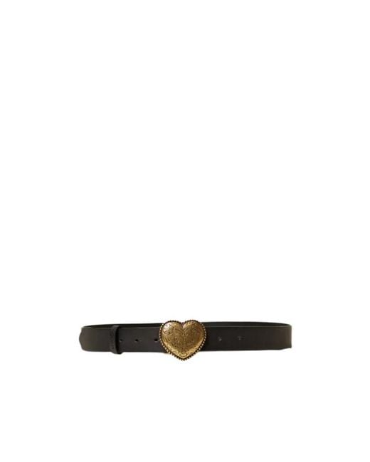 Twinset White Heart-Buckle Leather Belt