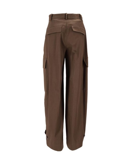 P.A.R.O.S.H. Brown Cargo Button Trousers