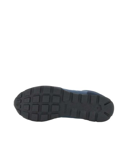 Sun 68 Blue Round-Toe Lace-Up Sneakers for men