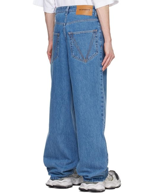 Vetements Blue High-Waisted Baggy Jeans for men