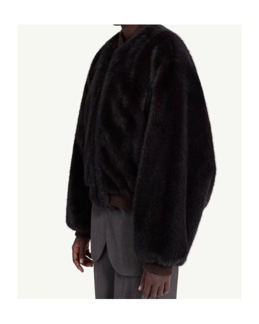 MM6 by Maison Margiela Black Furry Bomber Jacket