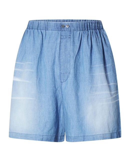 Acne Blue Logo Denim Shorts for men