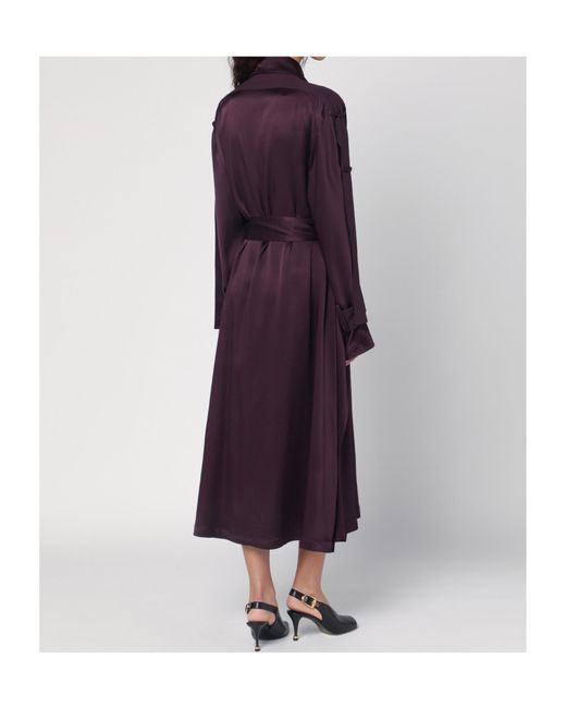 Victoria Beckham Purple Single-Breasted Trench Coat
