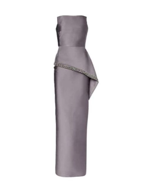 Roland Mouret Purple Taffeta Crystal-Embellished Gown