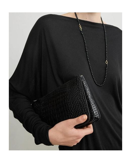 Totême  Black Totême Drop Shoulder Boat Neck Top