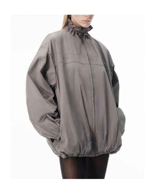 Alexander Wang Brown Gathered Neck Oversized Track Jacket