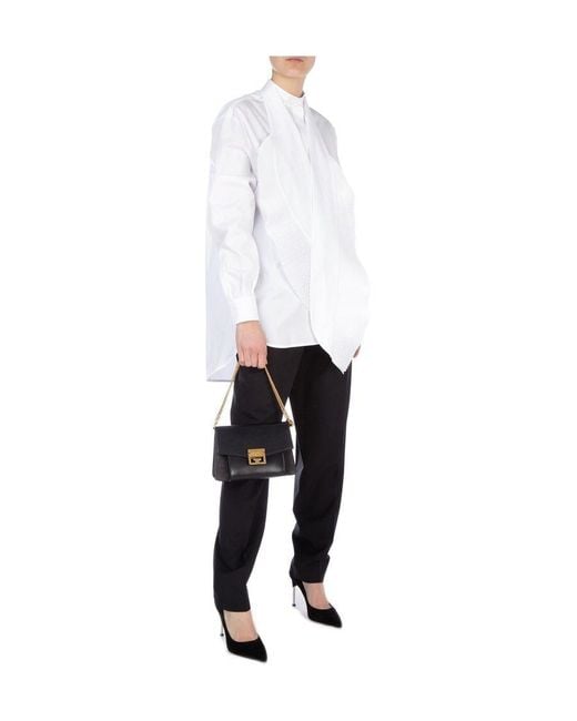 Givenchy White Scarf-Neck Poplin Blouse