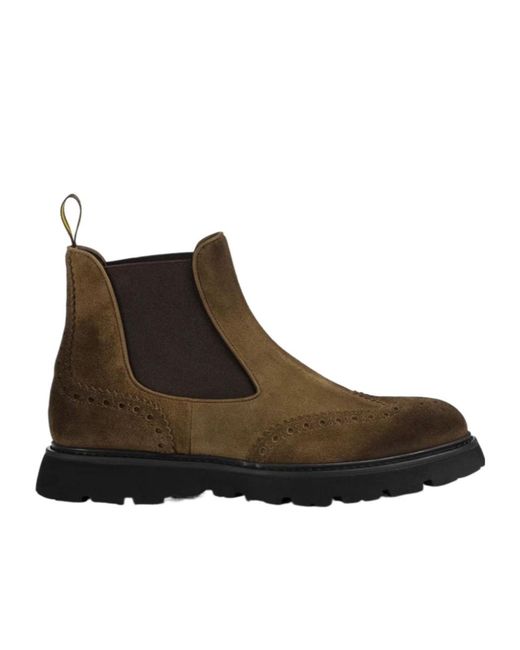 Doucal's Brown Round-Toe Slip-On Boots for men