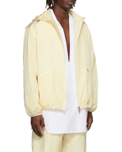 Jil Sander Yellow Zip-Up Drawstring Hooded Jacket for men