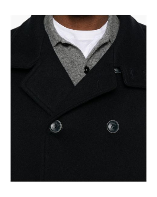 Herno Black Double-Breasted Coat for men