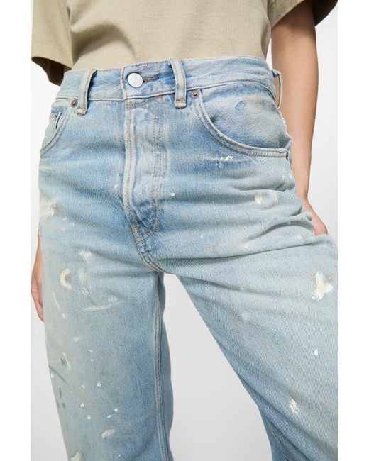 Acne Blue Wide-Leg Distressed Jeans