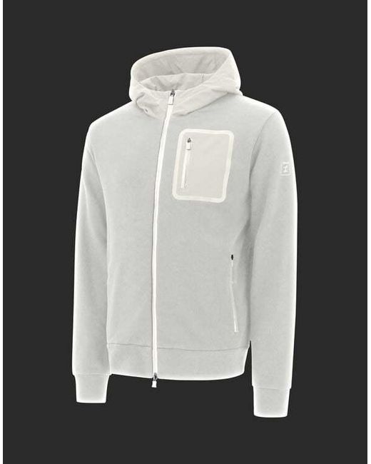 Herno White Logo-Patch Zip-Up Hooded Jacket for men